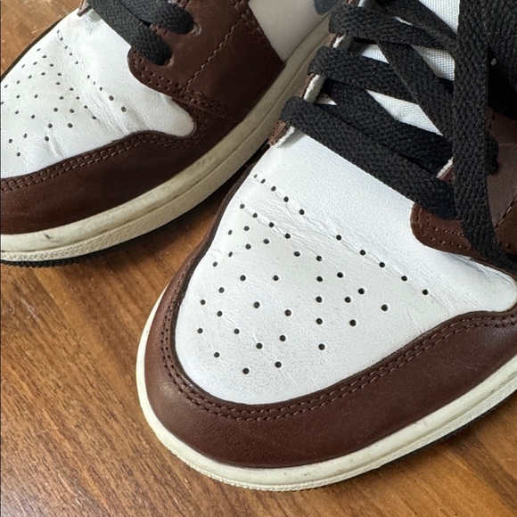 Nike Air Jordan 1 LowWhite Blue Grey Brown Leather - Picture 3 of 4